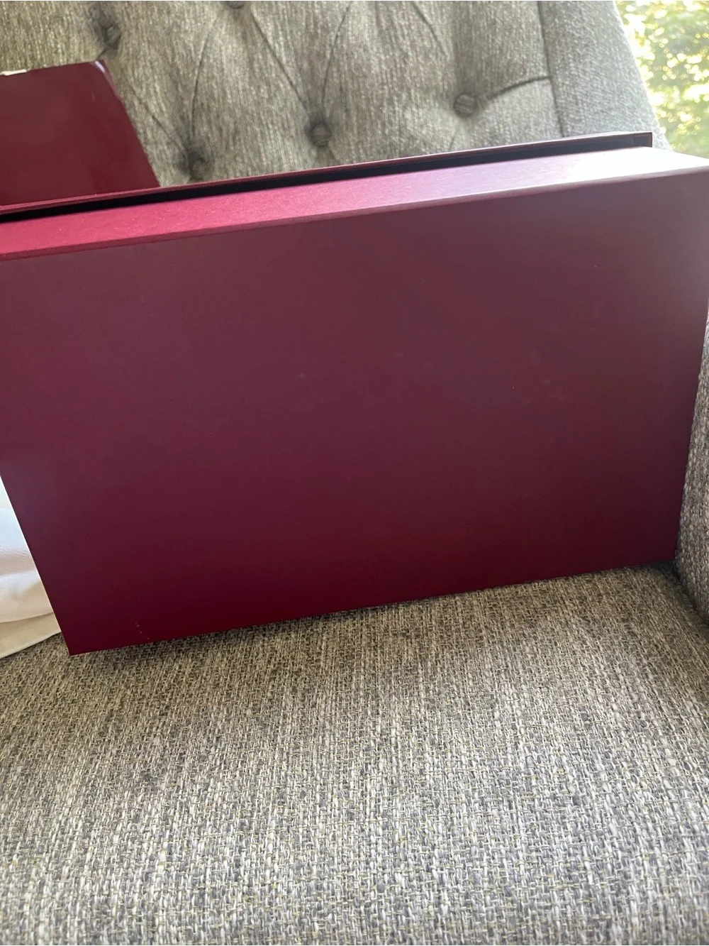 Gucci burgundy gift box, ribbon, bag and linen shoe cover set .